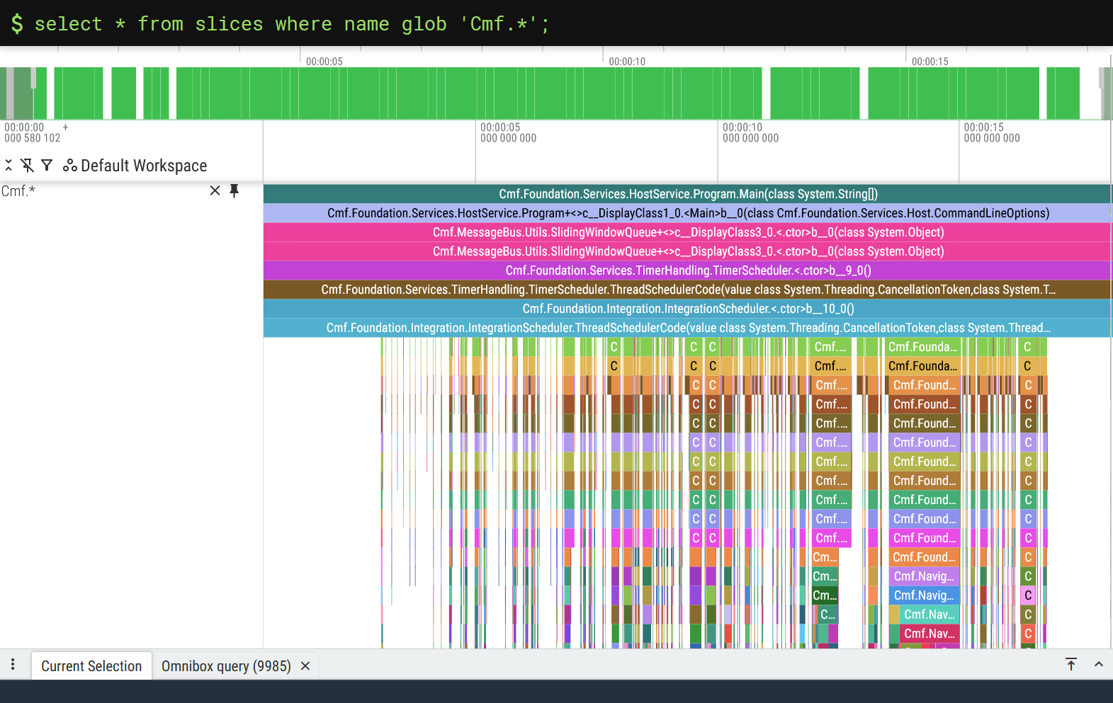Screenshot of debug track